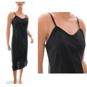 WONDER MAID Women's Black Slip Midi Dress‎ 36 SMALL Sleevelesss V-Neck Strappy
